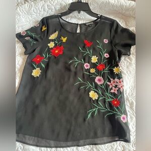 EXPRESS Sheer Floral Print Top S